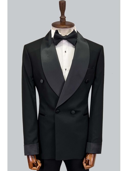 SUIT SARTORIA BLACK SHAWL LAPEL TUXEDO 5642