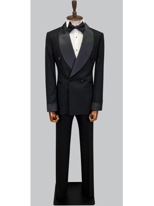 SUIT SARTORIA SİYAH ŞAL YAKA KRUVAZE DAMATLIK 5642