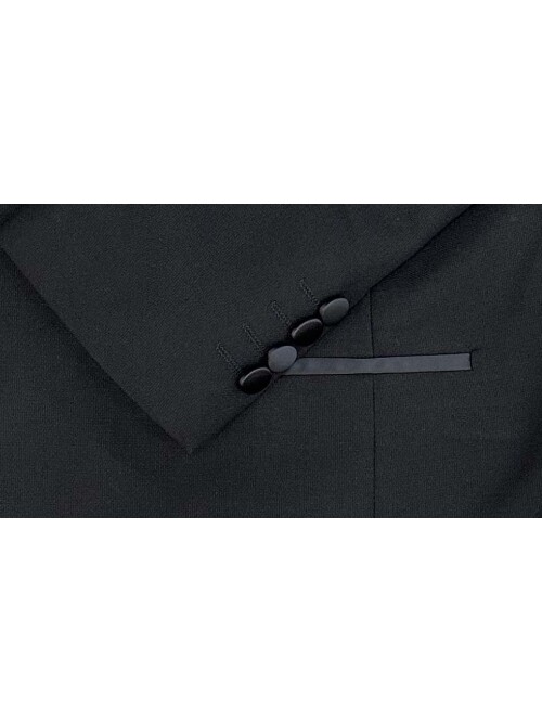 SUIT SARTORIA SİYAH SATEN SİVRİ YAKA DAMATLIK 5037