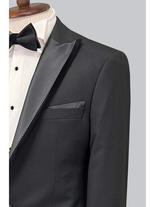 SUIT SARTORIA SİYAH SİVRİ YAKA DAMATLIK 5071