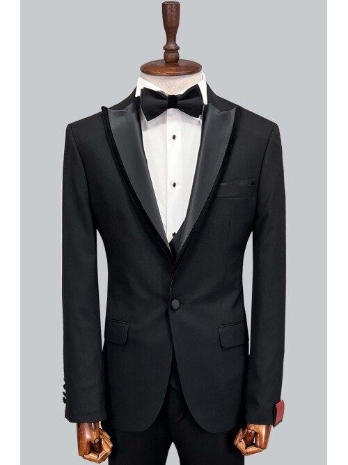 SUIT SARTORIA SİYAH SİVRİ YAKA DAMATLIK 5071