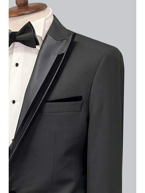 SUIT SARTORIA SİYAH SİVRİ YAKA DAMATLIK 5071