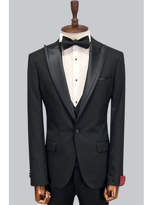 SUIT SARTORIA SİYAH SİVRİ YAKA DAMATLIK 5071