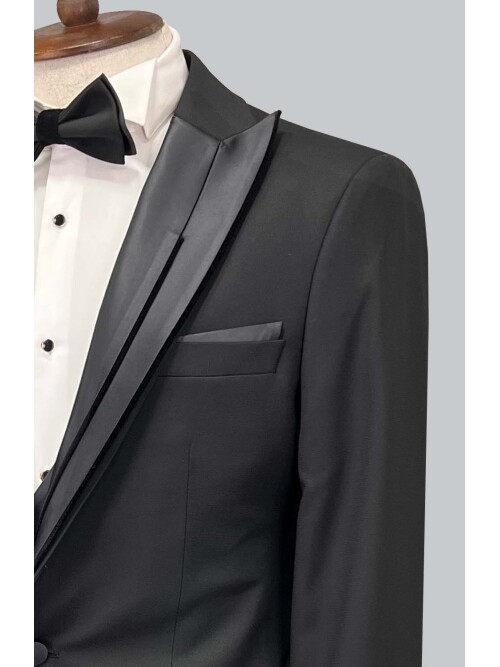 SUIT SARTORIA SİYAH SİVRİ YAKA DAMATLIK 5071