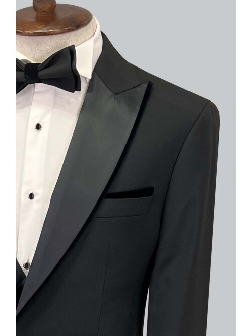 SUIT SARTORIA SİYAH SİVRİ YAKA DAMATLIK 5643