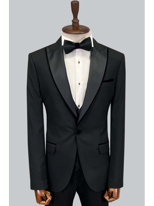 SUIT SARTORIA SİYAH SİVRİ YAKA DAMATLIK 5643