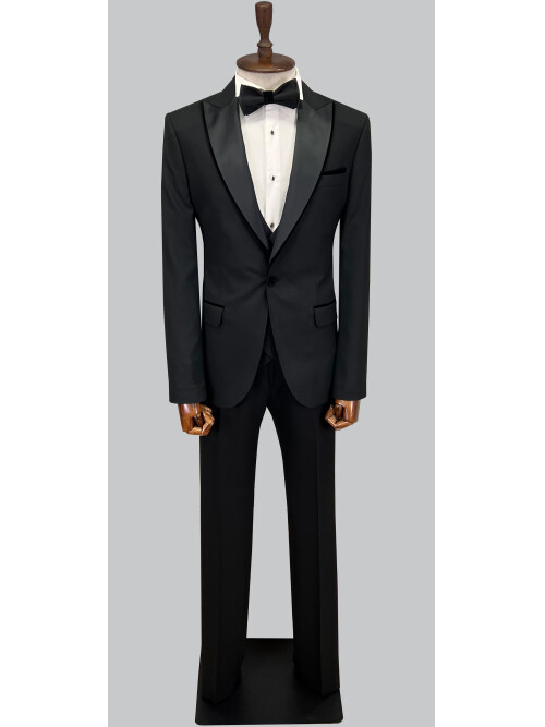 SUIT SARTORIA SİYAH SİVRİ YAKA DAMATLIK 5643