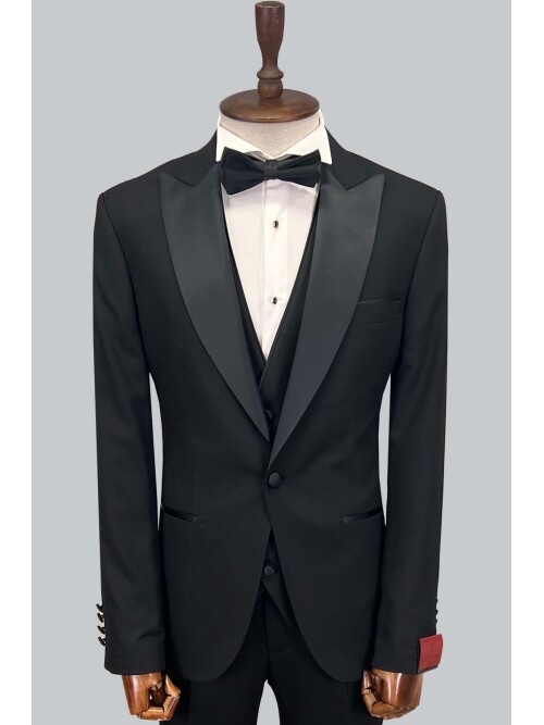 SUIT SARTORIA SİYAH SİVRİ YAKA DAMATLIK 5648