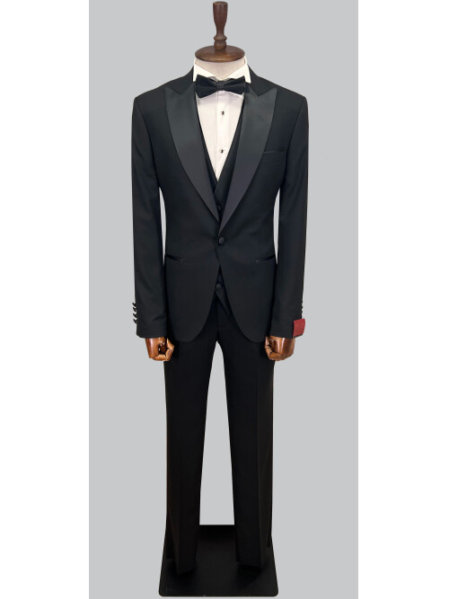 SUIT SARTORIA SİYAH SİVRİ YAKA DAMATLIK 5648