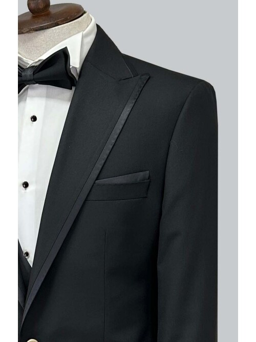 SUIT SARTORIA SİYAH SİVRİ YAKA DAMATLIK 5692