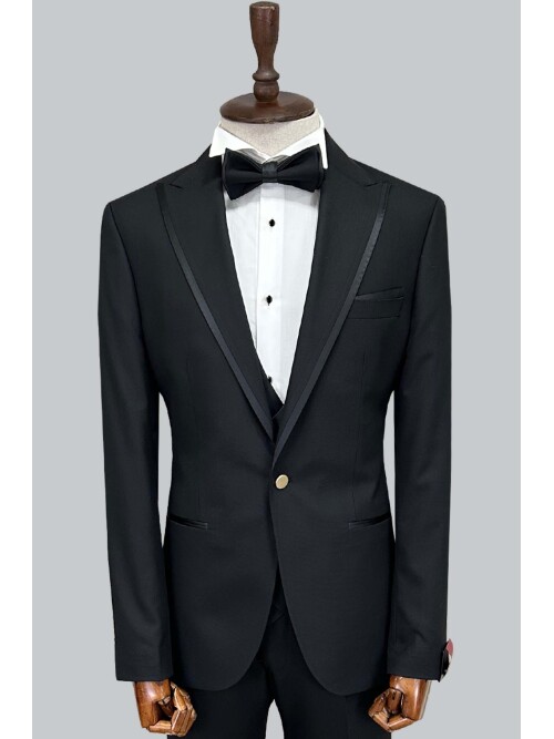 SUIT SARTORIA SİYAH SİVRİ YAKA DAMATLIK 5692