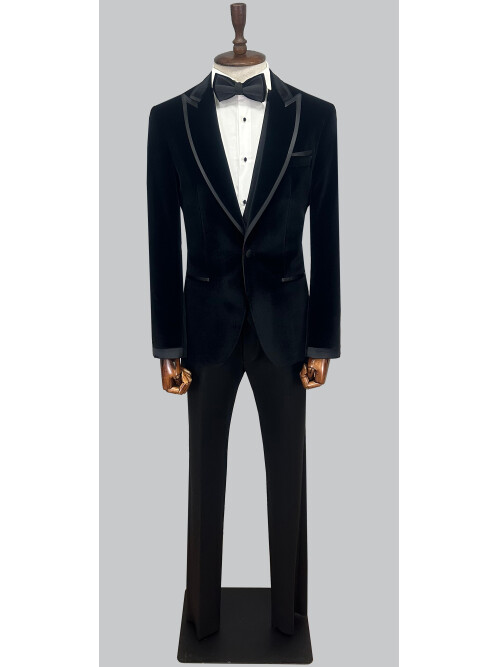 SUIT SARTORIA SİYAH SİVRİ YAKA KADİFE DAMATLIK 5663