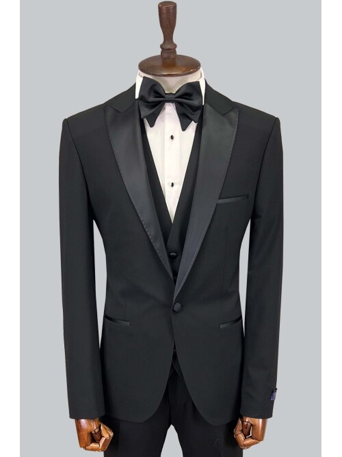 SUIT SARTORIA BLACK WOOL TUXEDO 5624