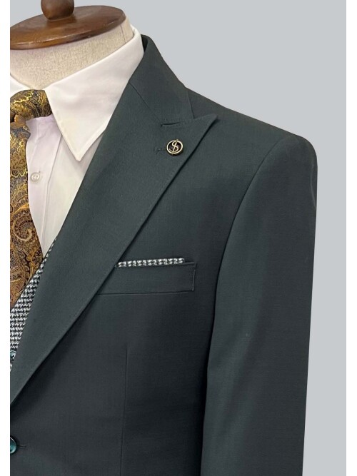 SUIT SARTORIA GREEN SUIT WITH DOUBLE FACED VEST 2917