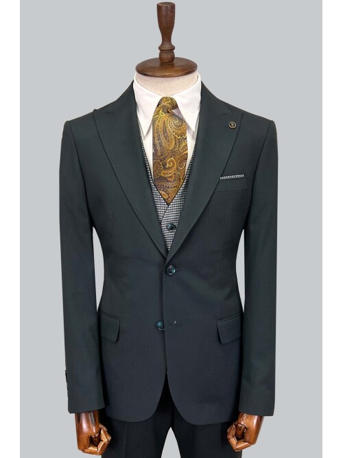 SUIT SARTORIA GREEN SUIT WITH DOUBLE FACED VEST 2917