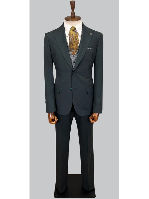 SUIT SARTORIA GREEN SUIT WITH DOUBLE FACED VEST 2917