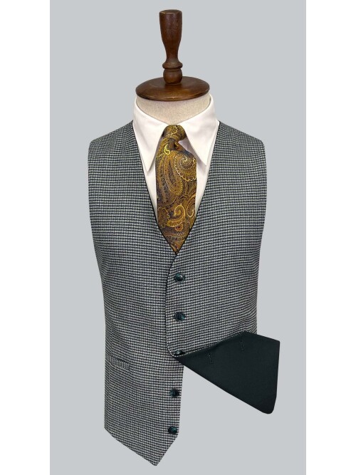 SUIT SARTORIA GREEN SUIT WITH DOUBLE FACED VEST 2917