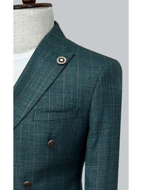 SUIT SARTORIA YEŞİL SİVRİ YAKA ÇİZGİLİ KRUVAZE CEKET 4590