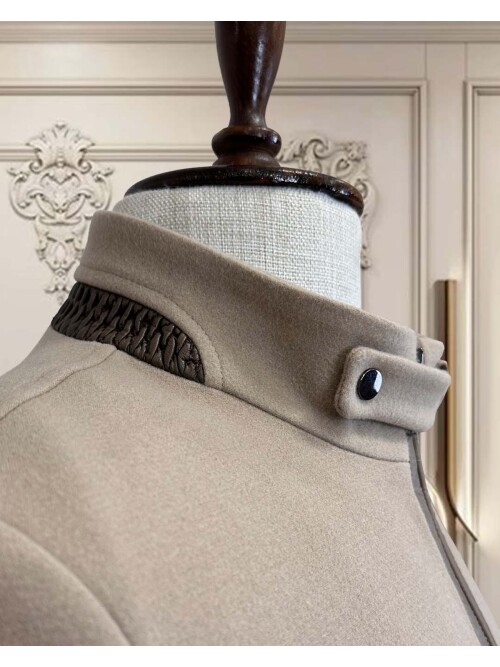 SUIT SARTORIA Erkek Açık Kahverengi Dik Yaka Fermuarlı Mont