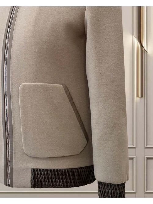 SUIT SARTORIA Erkek Açık Kahverengi Dik Yaka Fermuarlı Mont