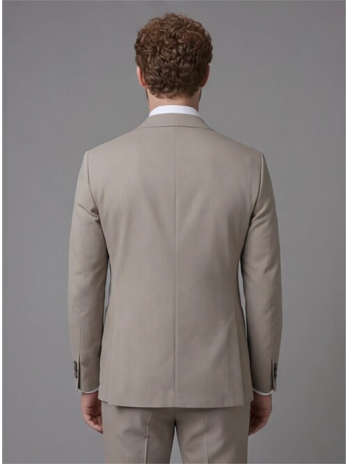 Light Brown Slim Fit Notch Lapel Suit with Patch Pockets