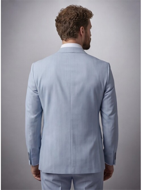 Light Blue Peak Lapel Comfort Fit Fully Lined Suit