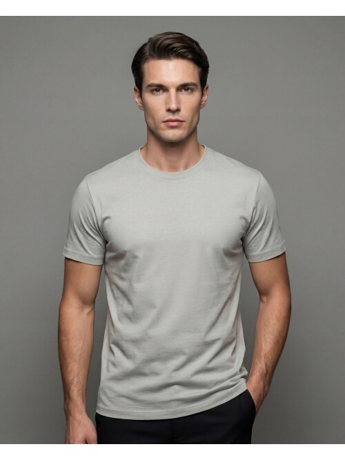 Açık Yeşil Basic Bisiklet Yaka Kısa Kollu T-shirt