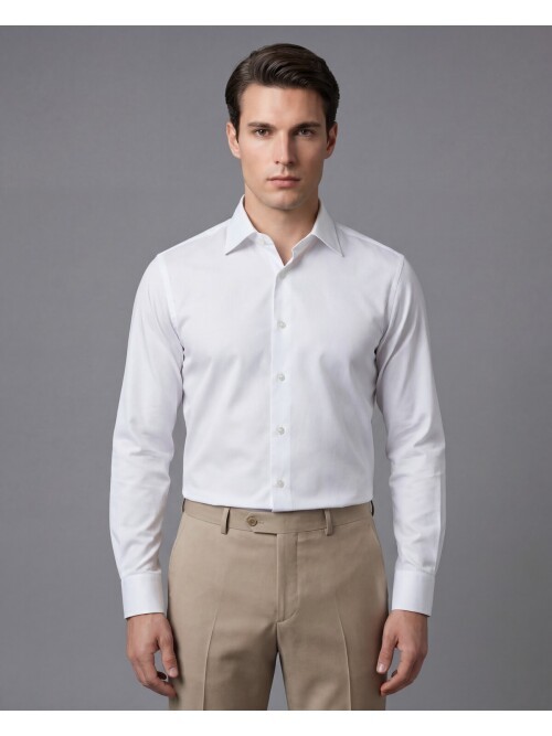 Beyaz Slim Fit Büyük Klasik Yaka Gömlek