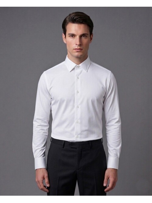 White Long Sleeve Stretch Polyamide Shirt