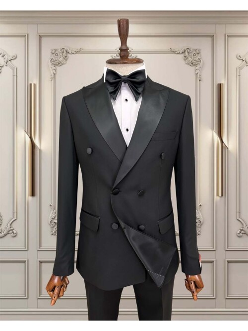 SUIT SARTORIA SİYAH SİVRİ YAKA DAMATLIK 5654