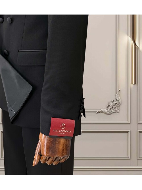 SUIT SARTORIA SİYAH SİVRİ YAKA DAMATLIK 5654