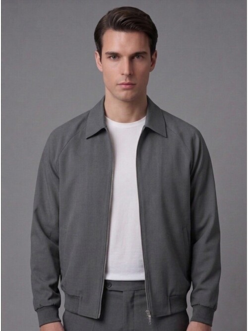 Gri Fermuarlı Gömlek Yaka Spor Takım