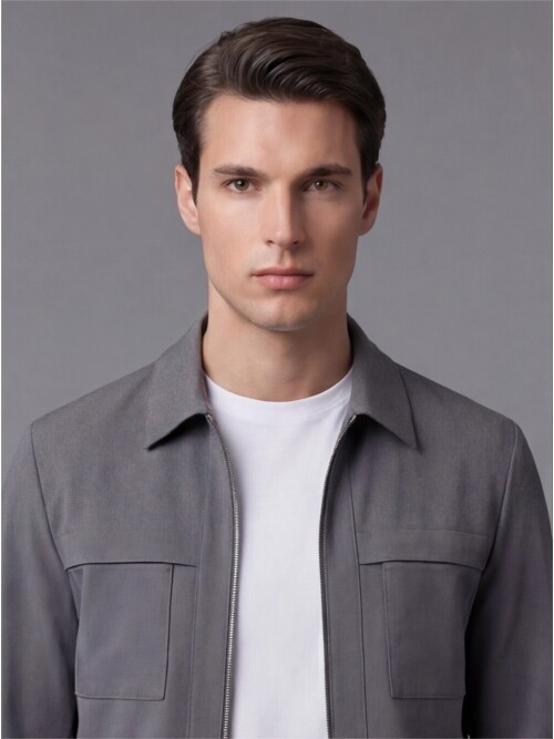 Gri Fermuarlı Performans Takım Elbise