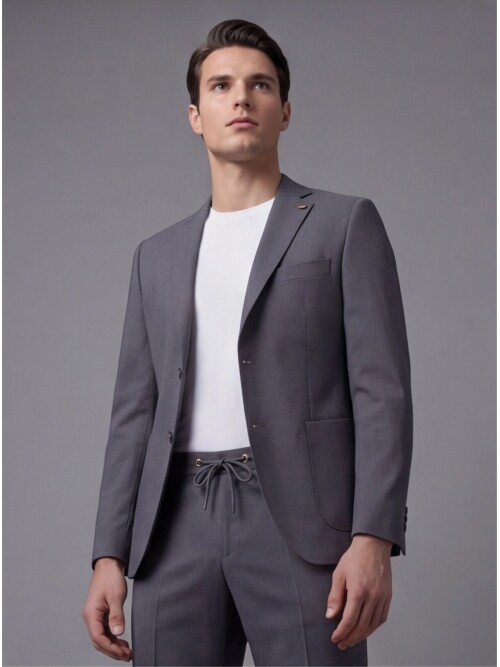 Gri Mono Yaka Performans Takım Elbise