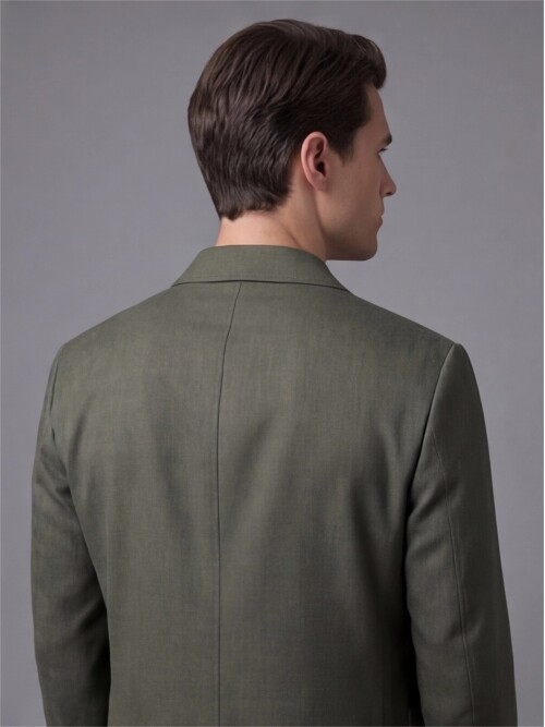 Haki Gömlek Yaka Düğmeli Torba Cepli Takım