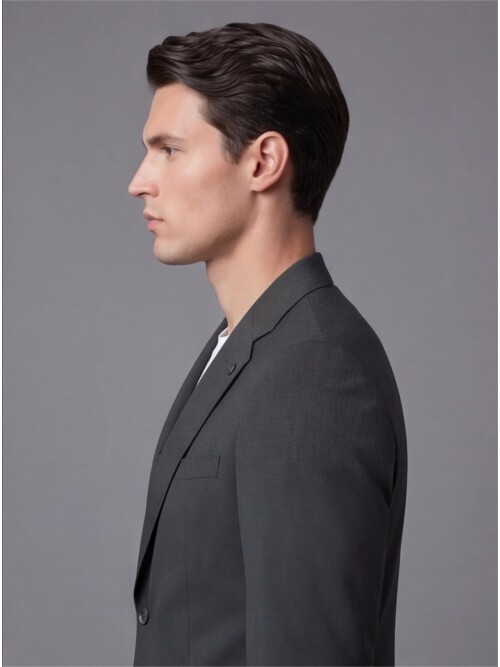 Haki Mono Yaka İki Düğmeli Takım Elbise