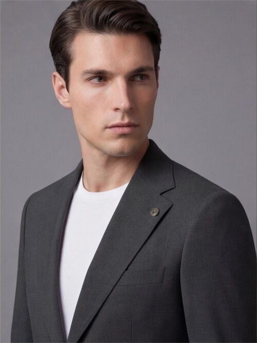 Haki Mono Yaka İki Düğmeli Takım Elbise