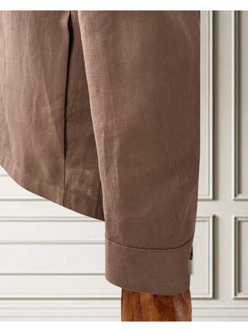 Kiremit Keten Safari Takım Elbise