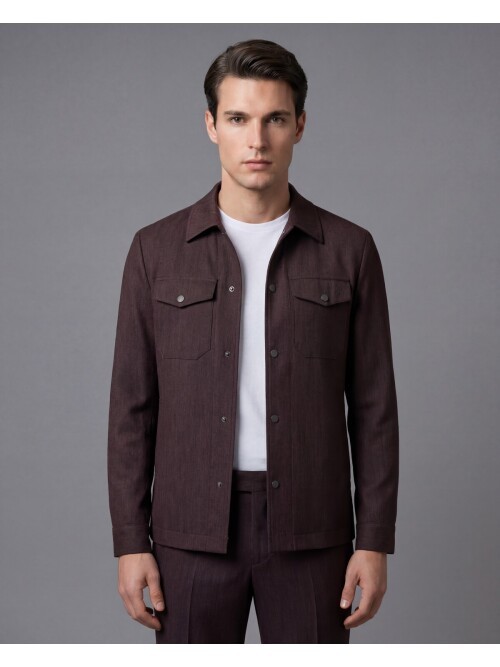 Koyu Kahverengi İki Cep Çıt Çıt Kapaklı Performans Takım Elbise