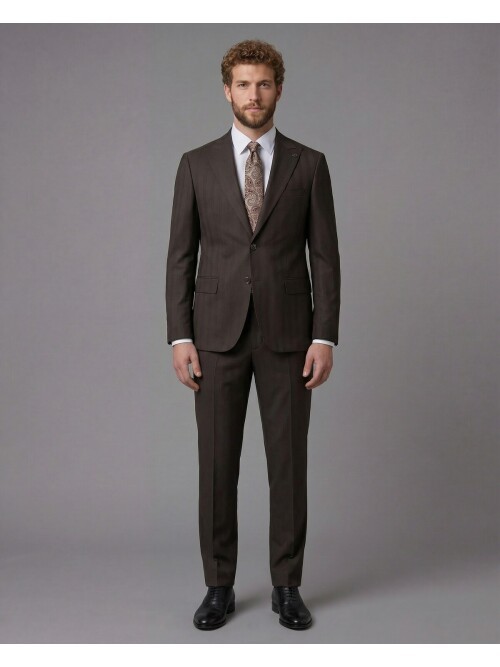 Dark Brown Peak Lapel Comfort Fit Fully Lined Suit