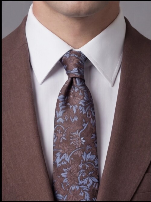 Koyu Kahverengi Sivri Yaka İki Düğmeli Slim Fit Takım Elbise