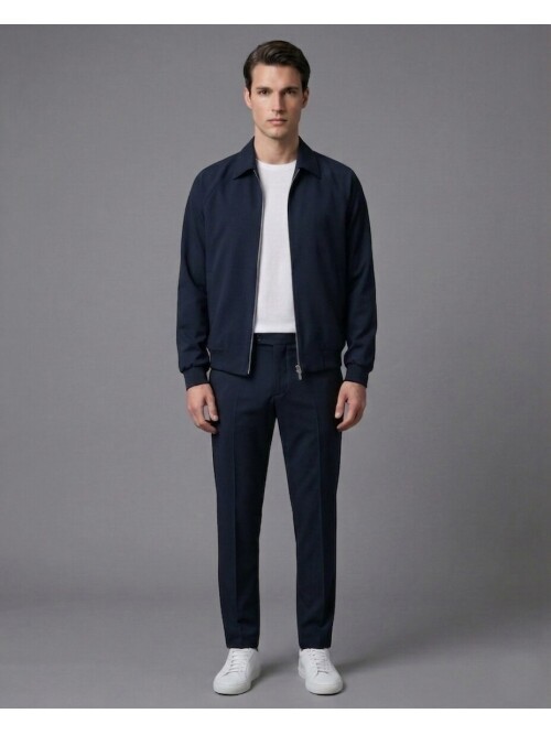 Lacivert Fermuarlı Gömlek Yaka Spor Takım