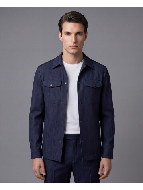 Lacivert İki Cep Çıt Çıt Kapaklı Performans Takım Elbise