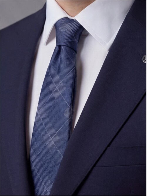 Lacivert Mono Yaka İki Düğmeli Slim Fit Takım Elbise