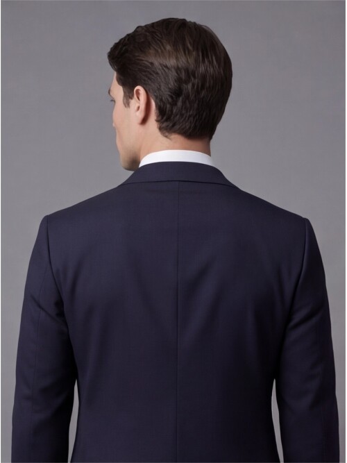 Lacivert Mono Yaka İki Düğmeli Slim Fit Takım Elbise