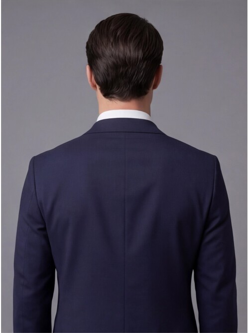 Lacivert Mono Yaka İki Düğmeli Takım Elbise