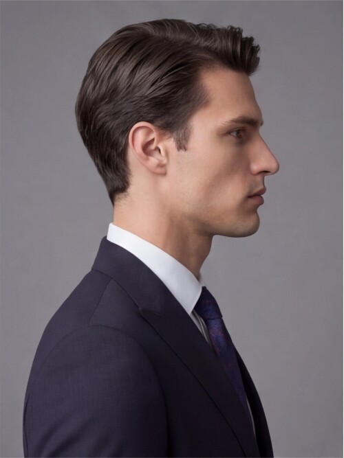 Lacivert Sivri Yaka İki Düğmeli Slim Fit Takım Elbise