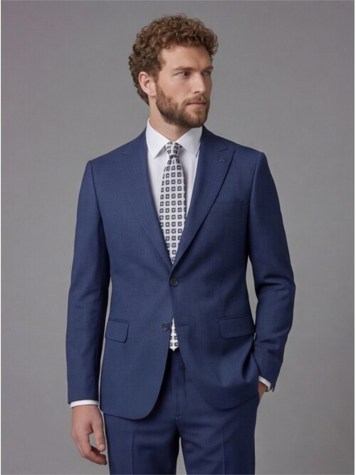 Blue Peak Lapel Comfort Fit Fully Lined Suit