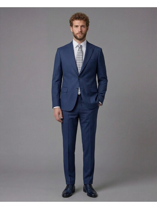 Blue Peak Lapel Comfort Fit Fully Lined Suit