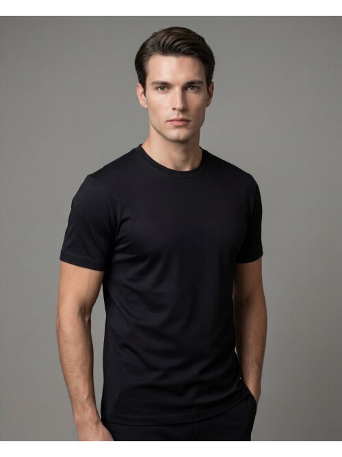 Siyah Basic Bisiklet Yaka Kısa Kollu T-Shirt